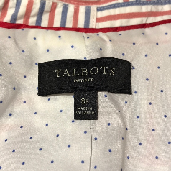 Talbots Seersucker Stripe Patchwork Blazer Size 8P - Picture 11 of 12